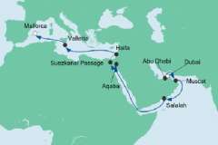 Route AIDAstella Transarabien